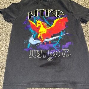 Nike Sportswear Logo Tee Shirt Gray Pegasus YS Youth Size small Loose Fit